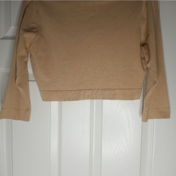 LaRue39 8P SILKBlend BeigeKnit 3/4Sleev CroppedEmbroidery Women's Cardigan - Picture 5 of 5